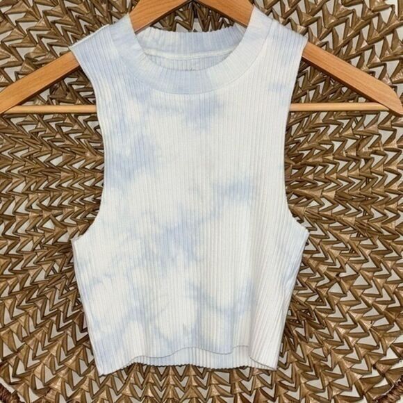 Aerie blue and white Ribbed tank size xsmall - Picture 1 of 4